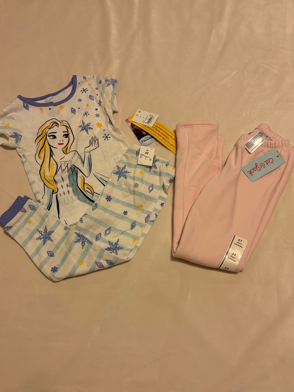 Cat & Jack Pink, White & Purple Frozen-Theme 2-Piece Pajama Set size 3T
